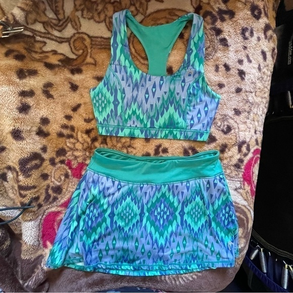 HEAD two piece tennis outfit skort set size sm blue green lavender like new - Picture 12 of 13